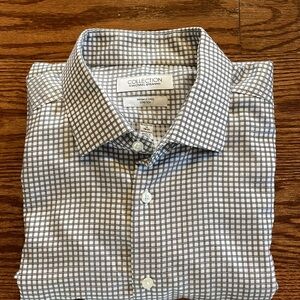 COLLECTION by Michael Strahan gingham dress shirt wrinkle free stretch 18 34/35